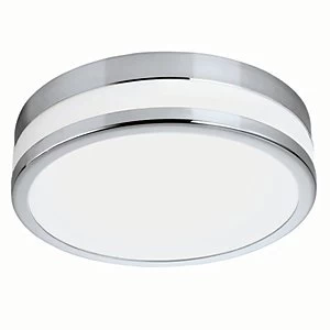 image of Eglo Palermo LED Chrome & White Glass Bathroom Round Ceiling Light - 11W