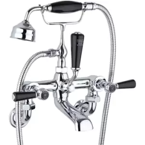 image of Topaz Hexagonal Lever Bath Shower Mixer Tap Wall Mounted - Black Indices - Hudson Reed