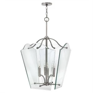 Image of 6 Light Large Ceiling Pendant Polished Antique Nickel, E14