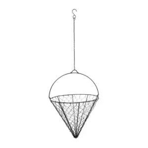 image of Ivyline Outdoor Hanging Wired Netted Cone Zinc H40cm D30cm