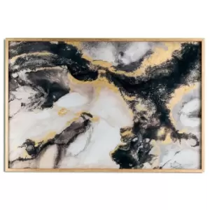 Image of Marble Effect Black And Gold Glass Image In Gold Frame