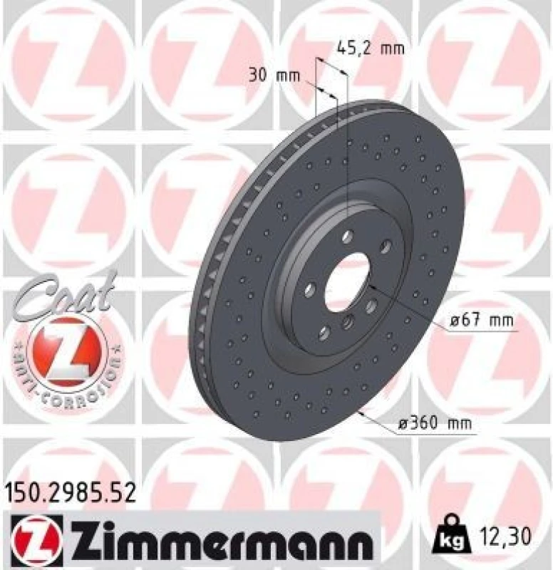 Image of ZIMMERMANN Brake disc ZIMMERMANN 150.2985.52