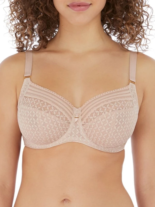 Image of Freya Womens Viva Lace Side Support Bra in Nude Size: 28FF Nude Female 28FF