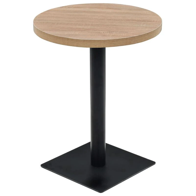 Image of vidaXL Bistro Table MDF and Steel Round 60x75cm Oak Colour Kitchen Furniture