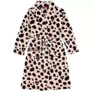 image of Barbie Womens/Ladies Leopard Print Dressing Gown (L) (Black/Brown)