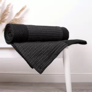 Image of Appletree Loft Verity Textured 100% Cotton Bedspread, Black, 150 x 200 Cm