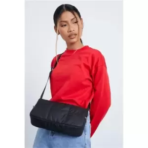 Image of I Saw It First Black Quilted Nylon Shoulder Bag - Black