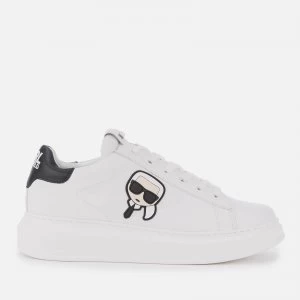 Image of Karl Lagerfeld Mens Kapri Karl Ikonic 3D Lace Leather Trainers - White - UK 10
