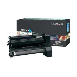 image of Lexmark C7722CX Cyan Laser Toner Ink Cartridge