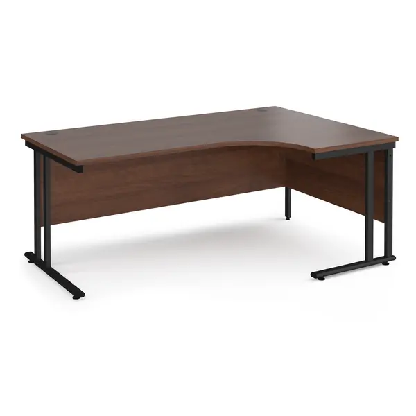 image of Maestro 25 Right Hand Ergonomic Desk with Black Frame and Walnut Top - 1800mm