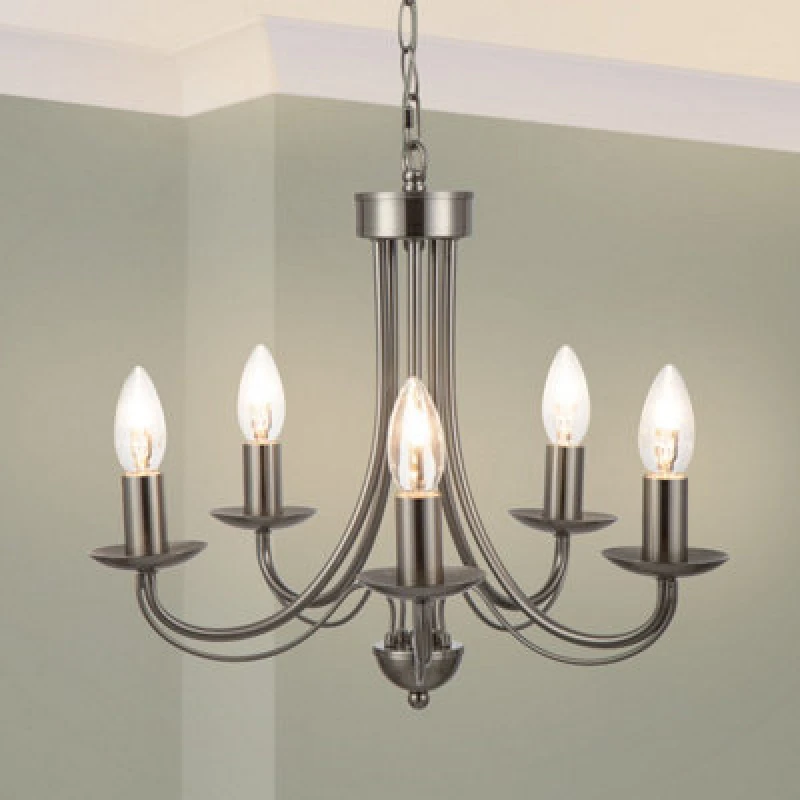 Image of Cosylyte Elmore 5 Light Traditional Classic Metal Pendant Light - Brushed Nickel
