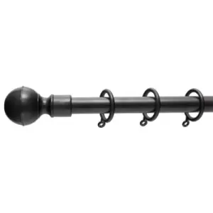 image of 16/19mm Matte Black Ball Finial Curtain Pole 70 - 120 Cm