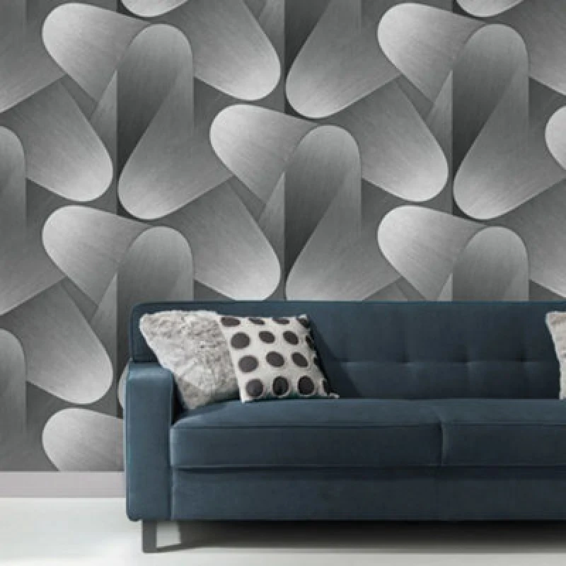 Image of Erismann Elysium Charcoal Black Geometric Retro Wallpaper 10423-29