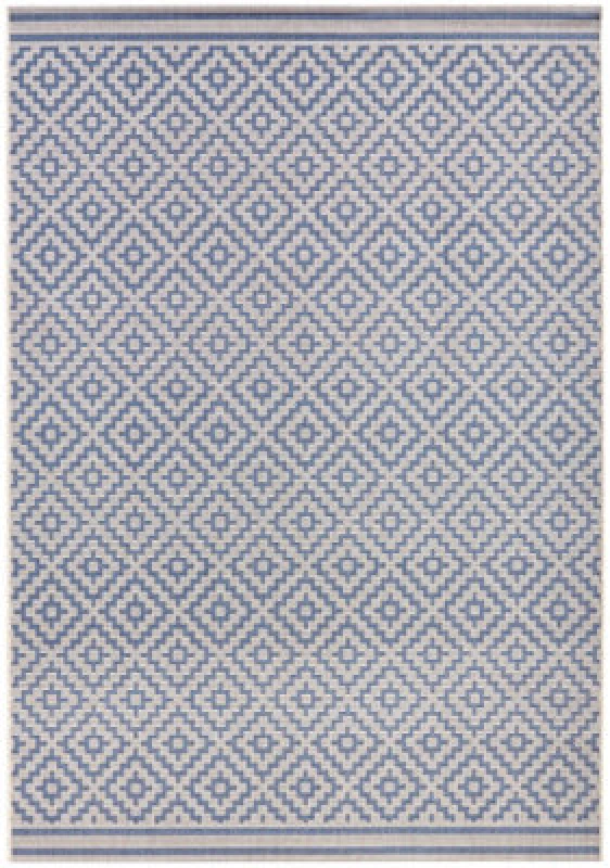 Image of The Rugs Raute Diamond Rug Indoor Outdoor Polypropylene Weatherproof Durable In Blue