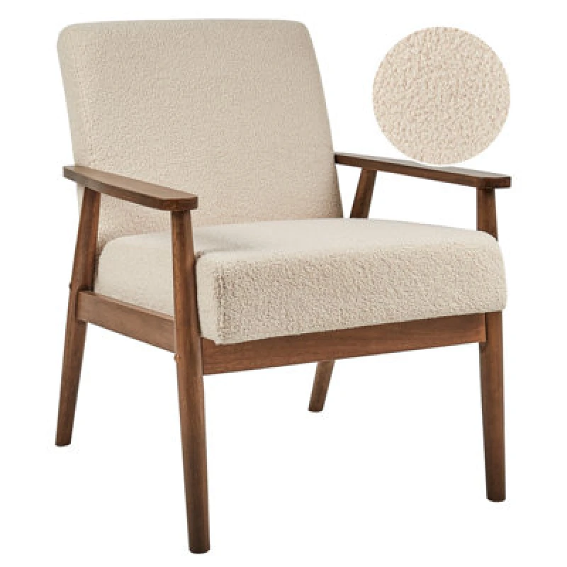 Image of Beliani Armchair Esrum Boucle Dark Brown/ Beige