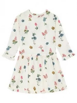 Image of Cath Kidston Girls Twighlight Floral Long Sleeve Dress - Cream