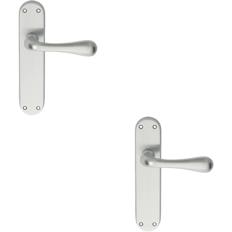 Image of Loops 2x PAIR Smooth Round Bar Handle on Latch Backplate 185 x 40mm Satin Chrome Multi