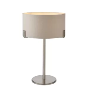 image of Hayfield Table Lamp Satin Nickel Plate, Slate Grey Fabric Shade