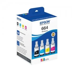 Image of Epson Ecotank 664 Black and Tri Colour Ink Bottles