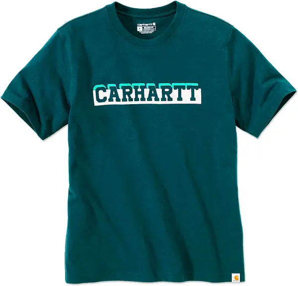 Image of Carhartt Relaxed Fit Heavyweight Logo Graphic T-Shirt, blue, Size 2XL
