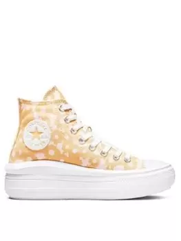 Converse Chuck Taylor All Star Move Floral Platform Canvas Hi - Yellow/White, Yellow/White, Size 5, Women