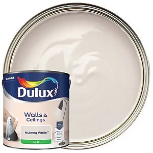 Image of Dulux Walls & Ceilings Nutmeg White Silk Emulsion Paint 2.5L