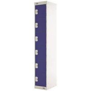 image of Six Compartment Locker D300mm Blue Door MC00031