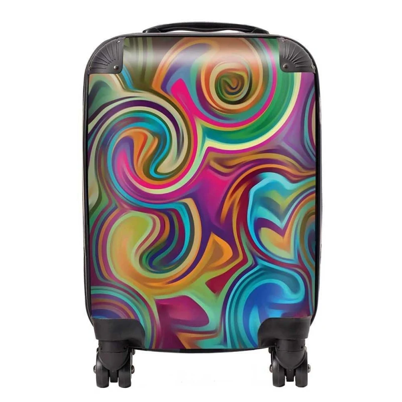 Image of Warren Reed - Designer Colourful Wave Pattern Suitcase in Red Size: Large Red Unisex Large
