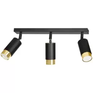 Image of Emibig Hiro Black/Gold Ceiling Spotlight Bar 3x GU10