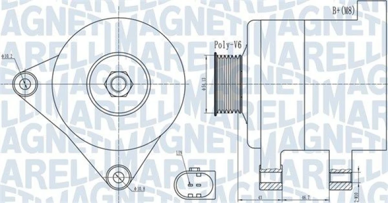 Image of MAGNETI MARELLI Alternator MAGNETI MARELLI 063732000010