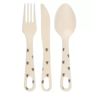 image of Allover Bee Bamboo Cutlery Set