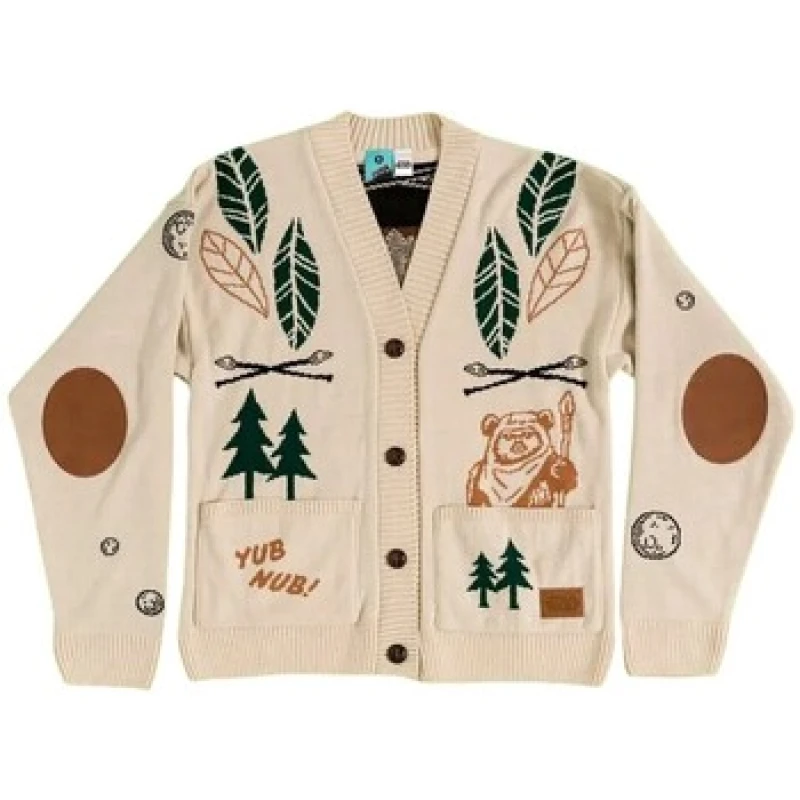 Image of Star Wars Mens Ewok Forest Cardigan in Beige Size: Large Beige Male L