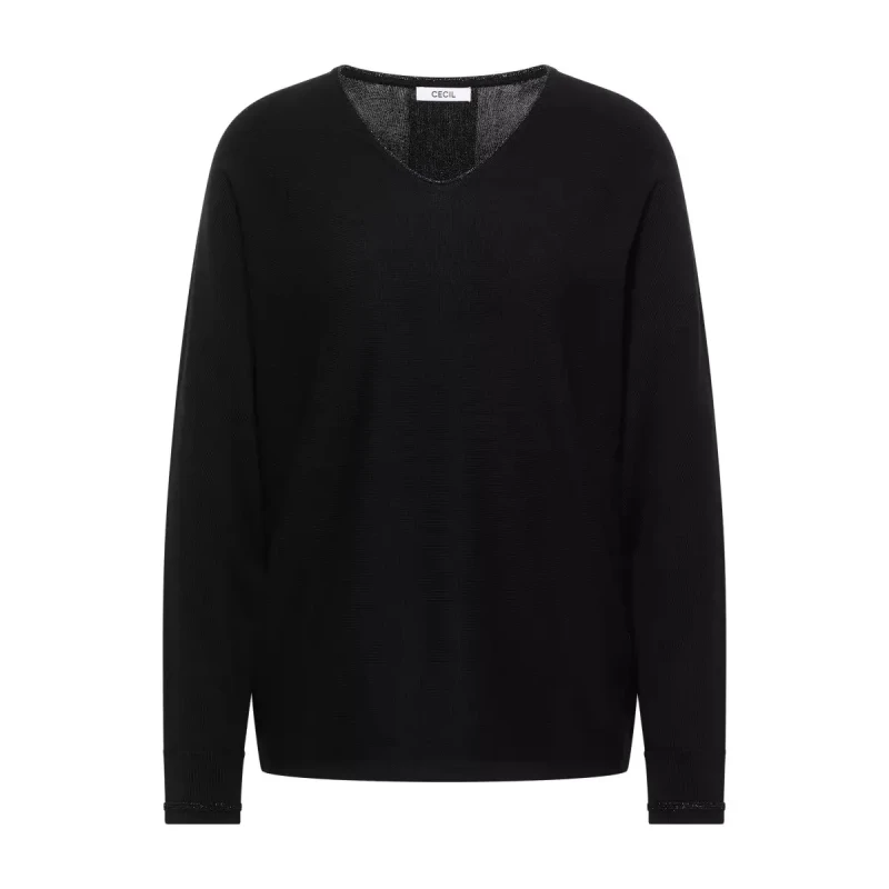 Image of cecil Womens V-neck sweater Cecil Dolman Noir Female M