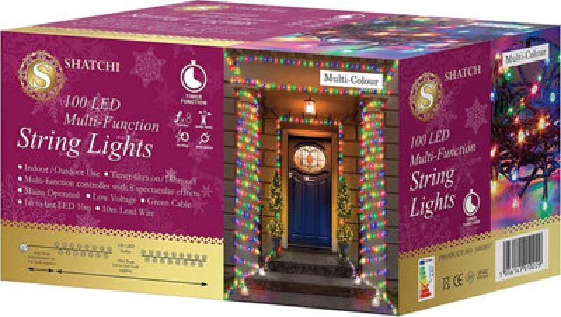 Image of Shatchi 100 Multicolour Leds Multifunction Timer Outdoor String Fairy Lights 10M