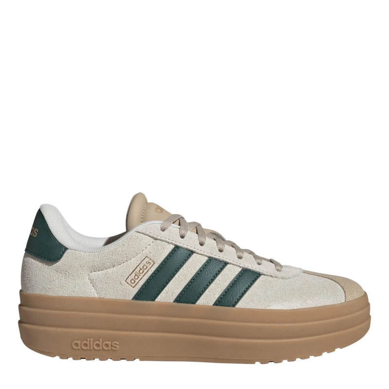 Image of adidas VL Court Bold Womens Trainers Beige/Green female 6 (39.3)