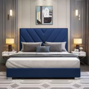 Image of Deana Bed Double Plush Velvet Blue