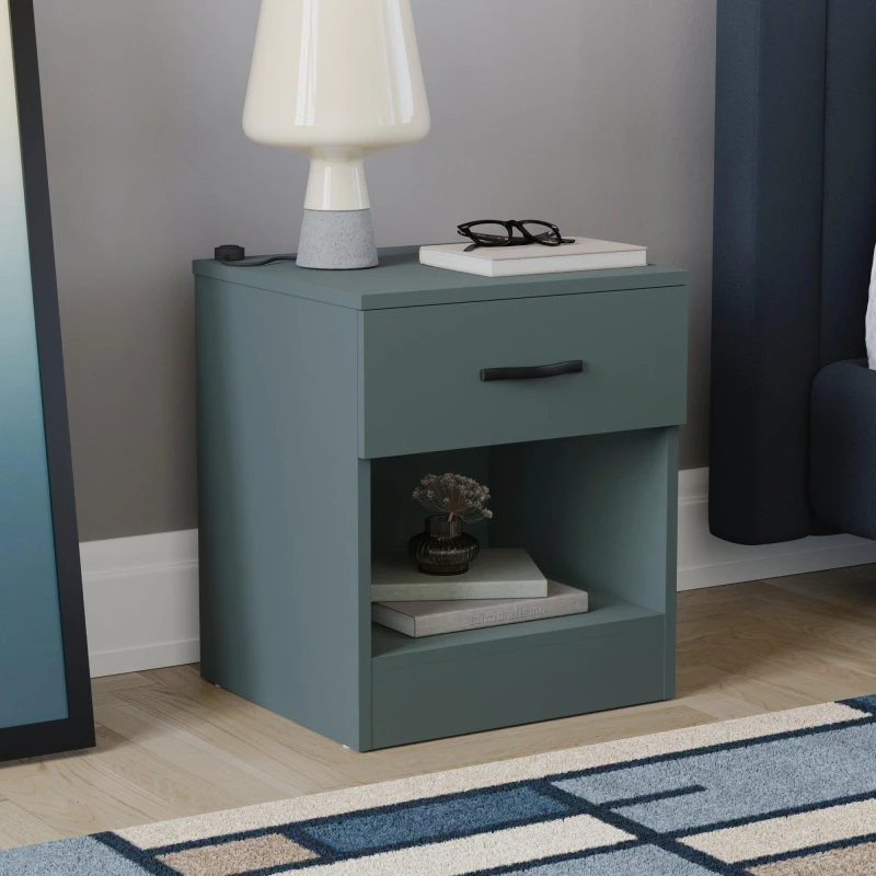 Image of Lassic Vida Designs Riano 1 Drawer Bedside Chest Jasper Green unisex 1 Drawer