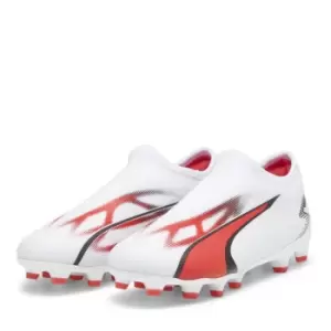 image of Puma Ultra Match.3 Laceless Junior Firm Ground Football Boots - White