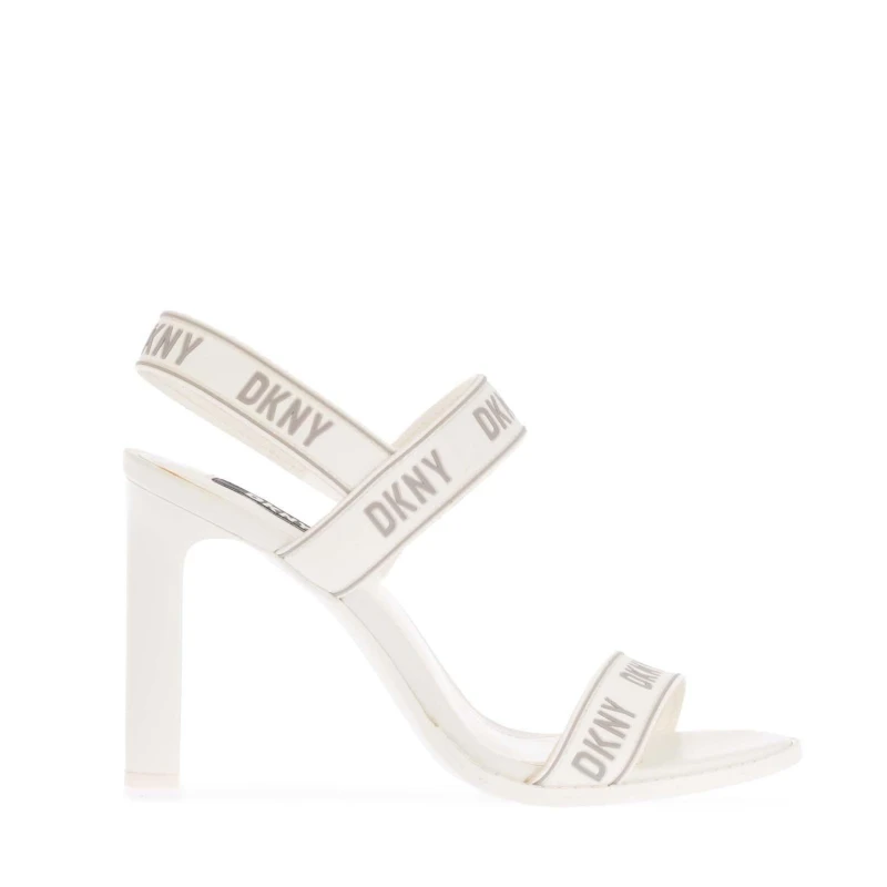 Image of DKNY Balder Slingback Open Toe Heel Sandals White Silver female UK 4