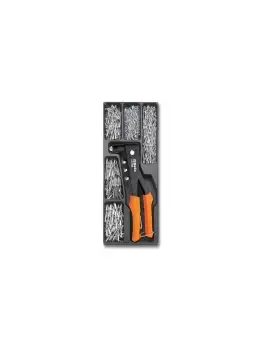 image of Beta Tools T281 250mm Riveting Pliers & 400pc Aluminium Rivet Set for Roller Cab