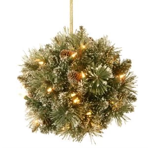 image of National Tree Company Glittery Bristle Pine Kissing Ball