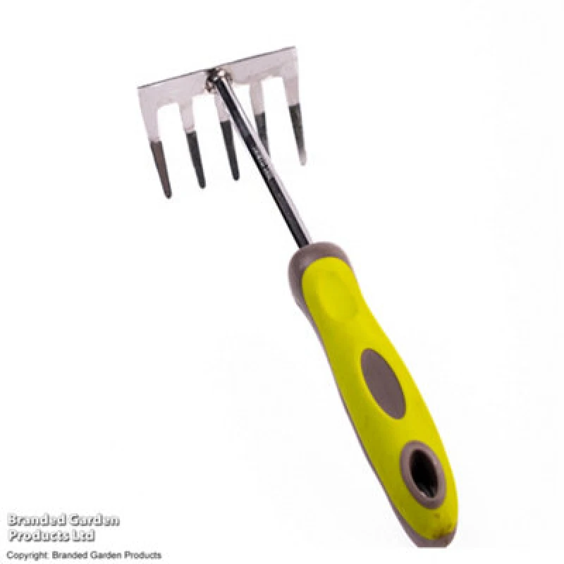 Image of Garden Gear Stainless Steel Hand Rake For Gardening, Ergonomic Handle