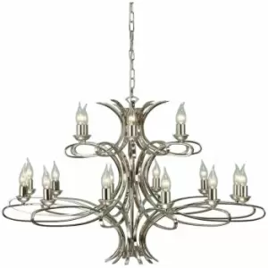 image of Eaves Hanging Ceiling Pendant Chandelier 18 Lamp Polished Nickel Curve Arm Light