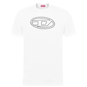 Image of Diesel Raised D Logo T-Shirt - White