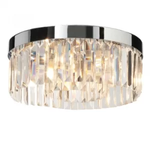 Image of Decorative Flush Ceiling Light Chrome Plate, Clear Crystal