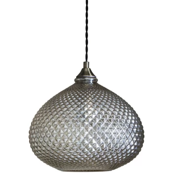 Image of Endon Directory Lighting - Single Pendant Light Champagne Glass, Antique Brass Plate