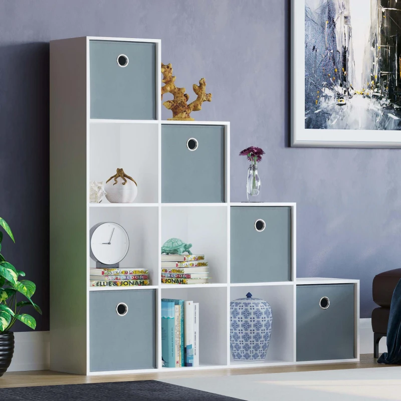 Image of Lassic 10 Cube Storage Unit (W) + Set of 5 Storage Cubes Grey unisex 10 Unit