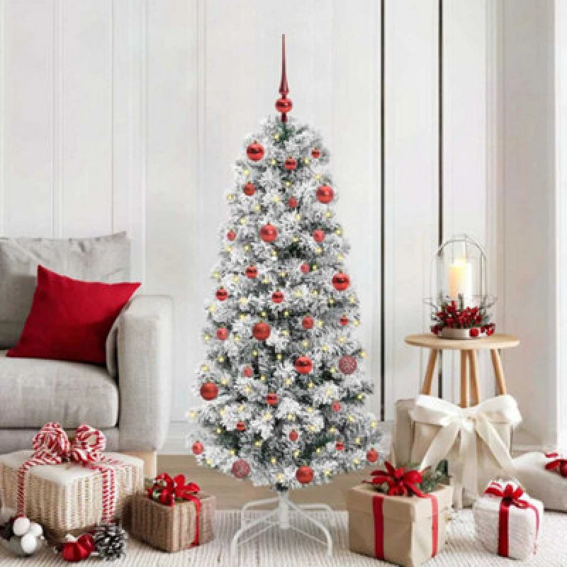 Image of Vidaxl Artificial Hinged Christmas Tree Green And White 150 Cm
