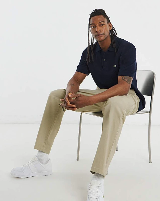 Image of Lacoste Lacoste Short Sleeve Knitted Polo Navy - Lacoste - Size: M40 Navy Male M40 LA37002