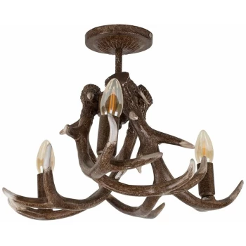 image of Caribou Antler 3 Way Ceiling Light in Natural - No Bulbs